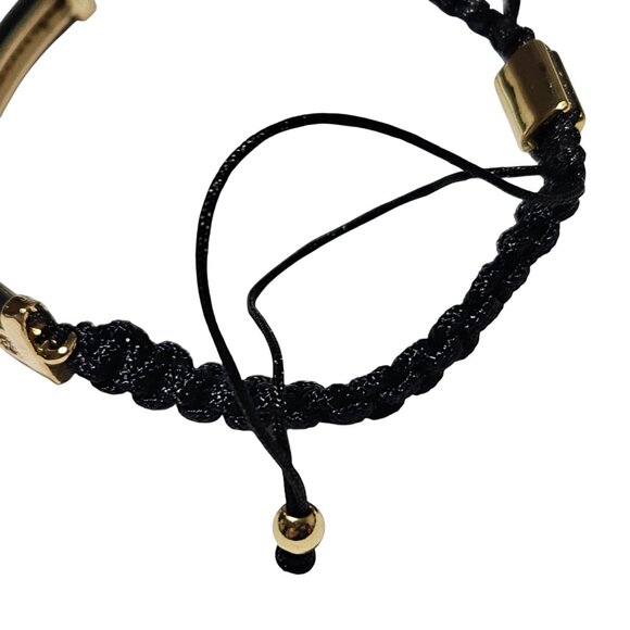 Handcrafted Boho Gold-Plated Bar Beads Black Adjustable Cord Bracelet Jewelry - Picture 3 of 5